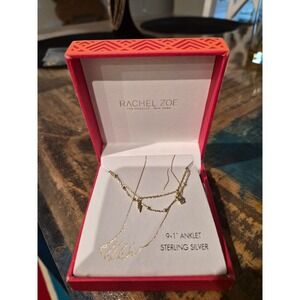 Rachel Zoe  Sterling Silver Double Layer Charm Anklet 9+1 Inch NIB